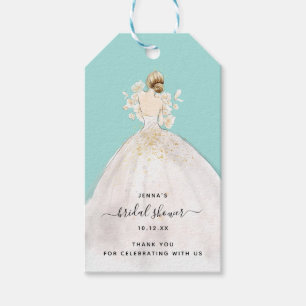 Waterverf bruid in jurk bruiloft uitnodiging cadeaulabel