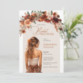  waterverf bruid terracotta herfst boeket kaart (Staand voorkant)