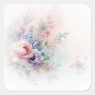 Waterverf Bruidsbloemen Voeg Uw Tekst Toe Blanco Vierkante Sticker
