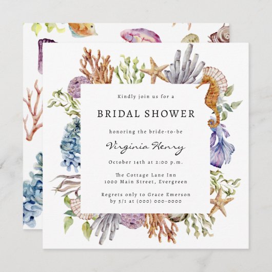 Waterverf Bruidsdouche Kaart (Voorkant / Achterkant)