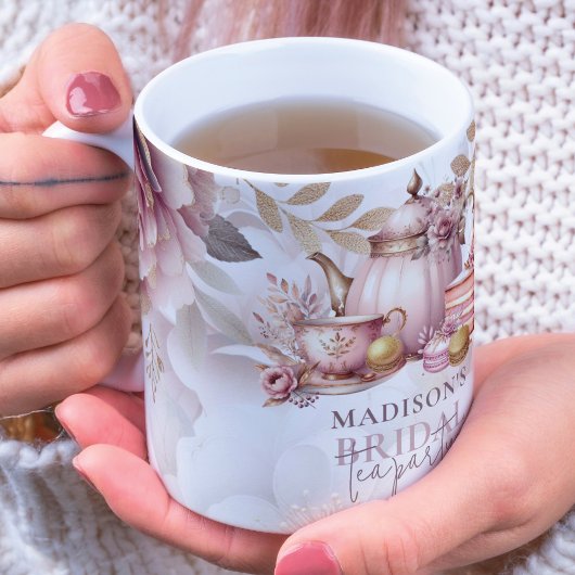 Waterverf Bruidsthee Douche pastel roze Extra Grote Beker