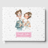 Waterverf bruiloft gastenboek Funny Quirky Paar (Voorkant)