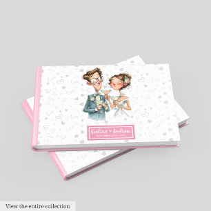 Waterverf bruiloft gastenboek Funny Quirky Paar