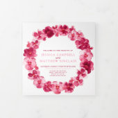 Waterverf bruiloft met roze rode roze pruimen drieluik programma (Cover)