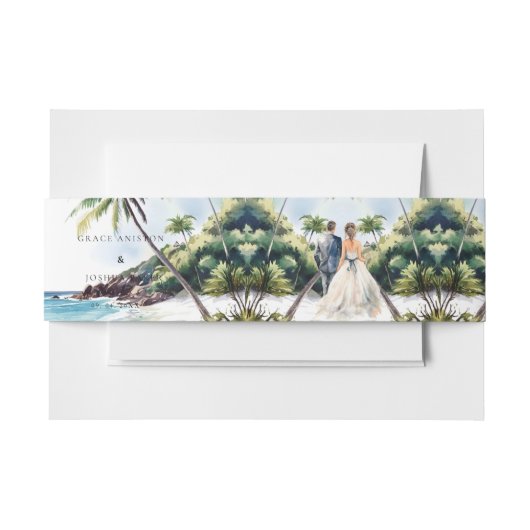 Waterverf bruiloft paar bruiloft uitnodigingen wikkel (Voorkant Voorbeeld)