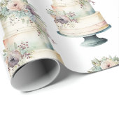 Waterverf bruiloft van bruiloft met Cake Pastel Cadeaupapier (Rol Hoek)