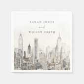 Waterverf bruiloft van de skyline van New York Servet (Voorkant)