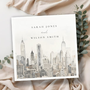 Waterverf bruiloft van de skyline van New York Servet