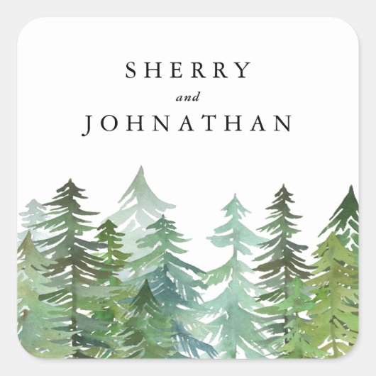 Waterverf bruiloft vierkante sticker (Voorkant)