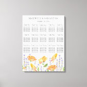 Waterverf Bruiloft Zitkaarten Wildflower Thema Canvas Afdruk (Voorkant)