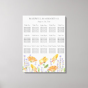 Waterverf Bruiloft Zitkaarten Wildflower Thema Canvas Afdruk