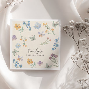 Waterverf Bruiloftsfeest Wilde Bloemen Servet