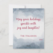 Waterverf bruin en poolvos sneeuwscheen feestdagenkaart (Achterkant)