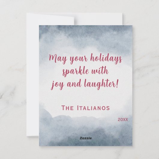 Waterverf bruin en poolvos sneeuwscheen feestdagenkaart (Achterkant)