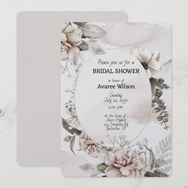 Waterverf bruin en rode rozen (Voorkant / Achterkant)