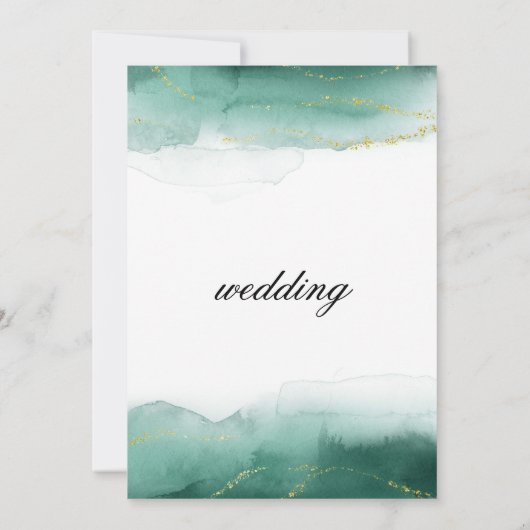 Waterverf bruin goudbruin glitter bruiloft kaart (Achterkant)