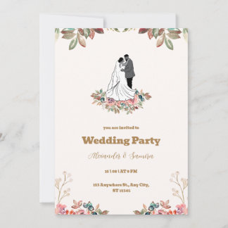 Waterverf Bruin Wedding Uitnodiging