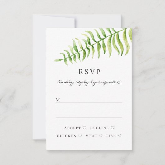 Waterverf bruinbruiloft. Woodland floral greenery RSVP Kaartje (Voorkant)