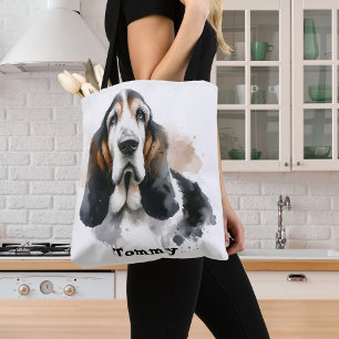 Waterverf Bruine Basset Hound /Huisdieren personal Draagtas