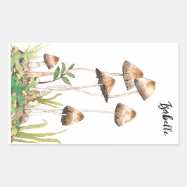 Waterverf Bruine Bospaddenstoelen Rechthoekige Sticker