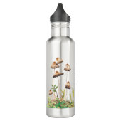 Waterverf Bruine Bospaddenstoelen Waterfles (Links)