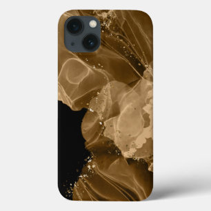 Waterverf bruine gouden glitters iPhone / iPad hoe 13 Hoesje