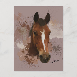 Waterverf bruine paarden briefkaart