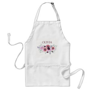 Waterverf bruine roze bloemen volwassen schort