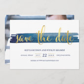 Waterverf Brush Stroke Faux Folie De datum opslaan Save The Date (Voorkant / Achterkant)
