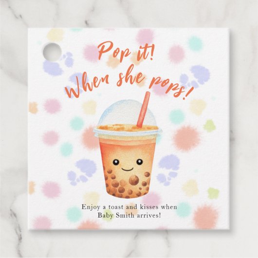 Waterverf Bubble Tea Pop het! Als ze pop! Bedankjes Labels (Voorkant)
