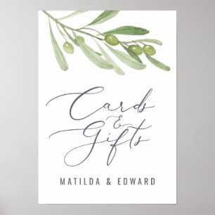 Waterverf budget voor olijfbruiloft en geschenken poster