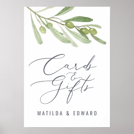 Waterverf budget voor olijfbruiloft en geschenken poster (Voorkant)