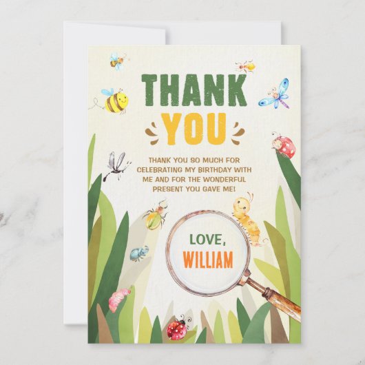Waterverf Bug Insect Boy Verjaardag Bedankkaart (Voorkant)