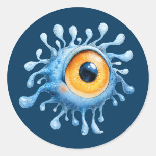 Waterverf Buitenaards Schattig Cycloop Alien  Ronde Sticker
