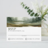 Waterverf buitenhuwelijk RSVP kaartje (Staand voorkant)