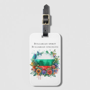 Waterverf Bulgaarse vlag Bloemenkrans Folklore Bagagelabel