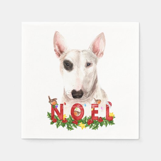 Waterverf Bull Terrier Noel Kerstmis Servet (Voorkant)