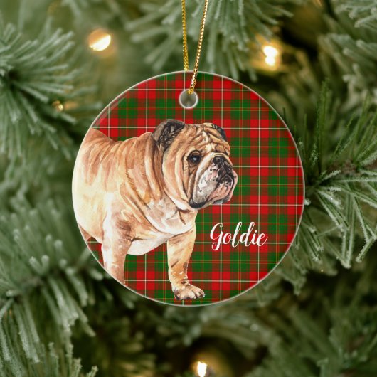 Waterverf Bulldog Aangepast Keramisch Ornament (Boom)