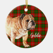 Waterverf Bulldog Aangepast Keramisch Ornament (Voorkant)