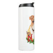 Waterverf Bulldog Noel Kerstmis Thermosbeker (Gedraaid links)