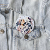 Waterverf Bulldog Ronde Button 7,6 Cm (In situ)