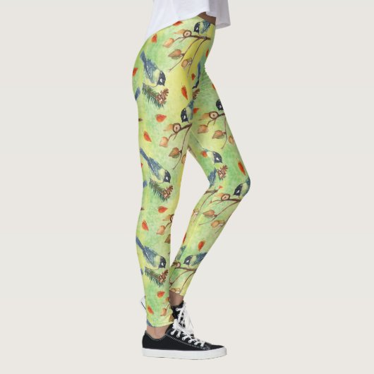 Waterverf Bullfinch, Waterverf vogels Leggings (Rechts)