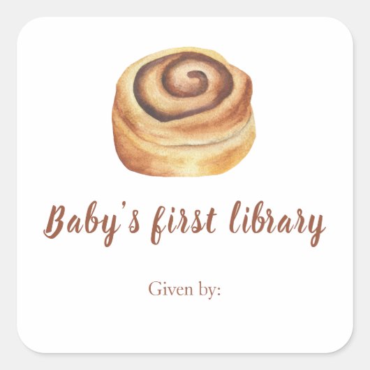 Waterverf Bun Baby shower - de eerste bibliotheek  Vierkante Sticker (Voorkant)
