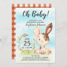 Waterverf Bunny Baby shower Boerderij Uitnodiging