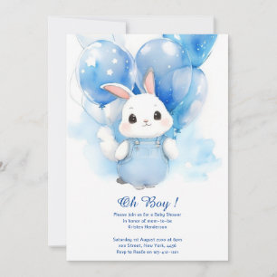 Waterverf Bunny Boy Baby shower Uitnodiging