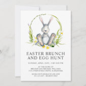 Waterverf Bunny Easter Brunch Egg Hunt Kaart (Voorkant)