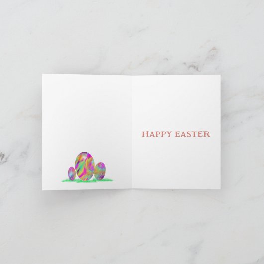 Waterverf Bunny en Eieren Happy Pasen Feestdagen Kaart (Binnen)