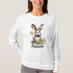 Waterverf Bunny Paardebloem T-shirt met lange mouw