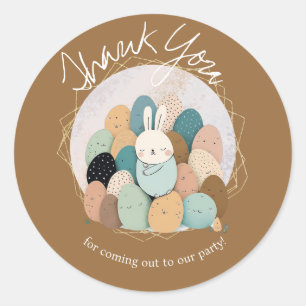 Waterverf Bunny Pasen Dank u Baby shower Boho Ronde Sticker