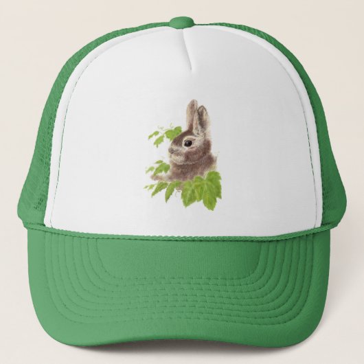 Waterverf Bunny Rabbit Animal Natuur Art Trucker Pet (Voorkant)
